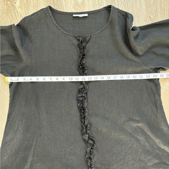Bryn Walker Top Womens Lrg Black Lagenlook Linen 3/4 Sleeve‎ Ruffle Boho Minimal - Picture 8 of 10